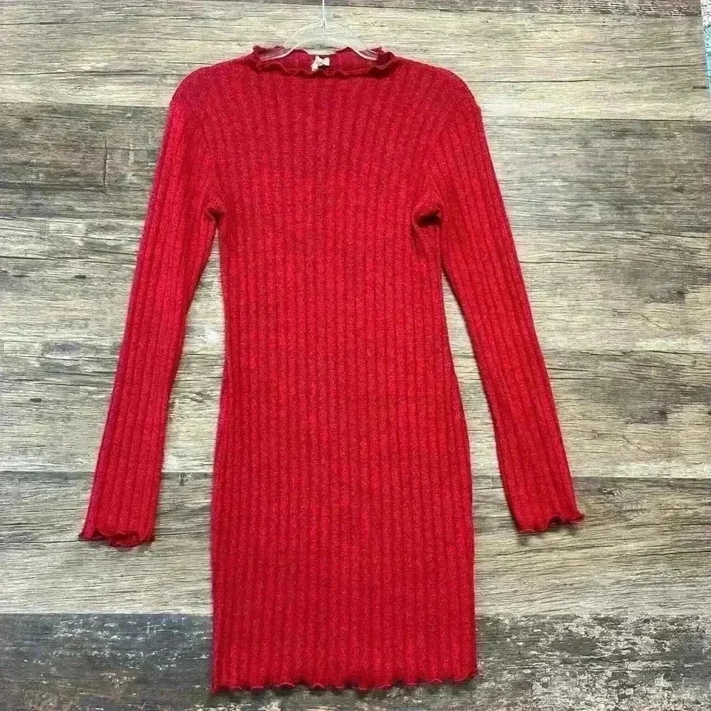 Heart & Hips Red Ribbed Long Sleeve Christmas 🎅🏻‎ Dress